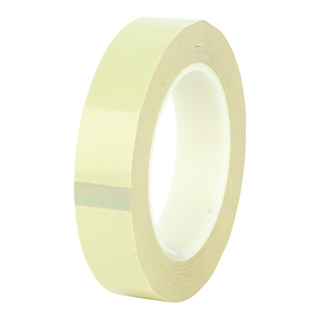 Pale yellow roll of 3M Polyester Film Electrical Tape 57 shown at an angle.