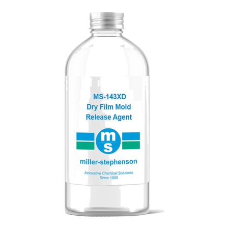 MS-143XD PTFE release agent - clear bottle with the Miller-Stephenson Dry Film Mold Release Agent label.