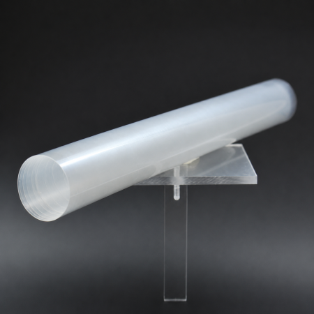 6020 PET-film - a transparent roll of PET film on a clear display stand.